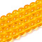 Transparent Glass Beads Strands, Round, Gold, 6~6.5mm, Hole: 1.4mm, about 67~70pcs/strand, 14.76 inch~15.16 inch(37.5~38.5cm)