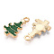 Golden Plated Alloy Enamel Pendants, for Christmas, Christmas Tree, Cadmium Free & Lead Free, Green, 19.5x11x2mm, Hole: 2mm