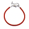 Polyester Cord Braided Bracelet Makings, with Stainless Steel Claw Lobster Clasps, Brass Findings, Long-Lasting Plated, Red, 7-3/8 inch(18.8cm)