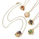 Смешанные круглые ожерелья с подвесками из натуральных драгоценных камней NJEW-JN04548-01-1