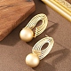 Серьги-гвоздики из сплава овальной формы с круглыми вставками FS-WG03FFF-01-2