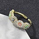 Манжеты из латуни с микро паве кубический цирконий для женщин RJEW-D322-08G-3