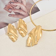 Комплекты из колье и серег-гвоздиков с подвеской в виде железного листа для женщин HA2719