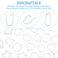 150 шт. 5 стиля фурнитуры для сережек-колец из нержавеющей стали 304&nbsp;STAS-UN0050-92