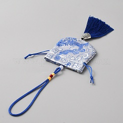 Подвеска для сумки из парчи с рисунком дракона&nbsp;HJEW-WH0036-73B