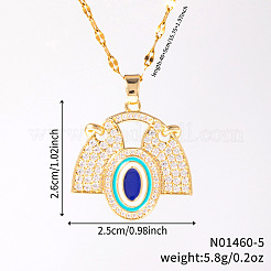 Латунный веер с синей эмалью и овальными подвесками CL4028-5