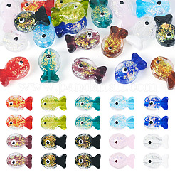 20 шт. 10-х цветные бусины-рыбки из фольги ручной работы&nbsp;FOIL-TA0001-04