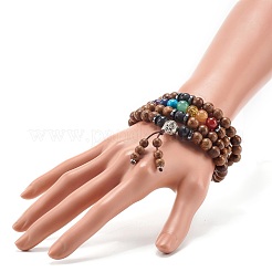 Браслеты из бисера из натурального дерева для мужчин и женщин BJEW-JB07022-01