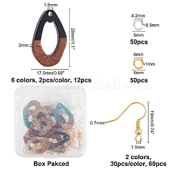 Изготовление сережек своими руками из 6 пары каплевидных смолы и орехового дерева DIY-FH0001-90