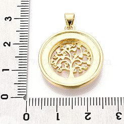 Латунный паве натуральный ракушка полая плоская круглая с подвесками в виде дерева жизни KK-N268-26G