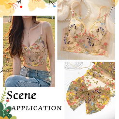 2 ярд полиэфирная вышивка цветочная сетчатая ткань&nbsp;OCOR-WH0058-56B