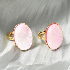 Овальные кольца из натуральной ракушки KK-P305-12G