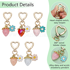 5 шт. подвеска из непрозрачного акрила 5-х цветная с клубничной тематикой&nbsp;HJEW-PH01983