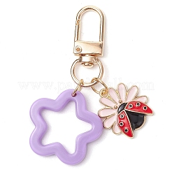 6 шт. 6-х цветные непрозрачные акриловые подвесные украшения в виде цветка&nbsp;HJEW-JM02330