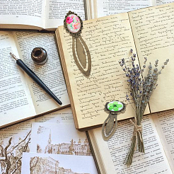 Наборы для самостоятельного изготовления овальных и плоских круглых закладок&nbsp;DIY-SC0032-09B