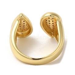 Открытые манжеты из латуни с микропаве и прозрачным цирконием для женщин&nbsp;RJEW-U008-02B-G