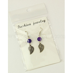 Болтающийся серьги листьев EJEW-JE00177-M