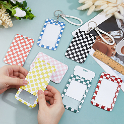 7шт. 7-х цветный пластиковый держатель для визиток с узором «тартан»&nbsp;FIND-FH0016-90