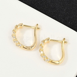 Серьги-кольца из латуни с прозрачным фианитом&nbsp;EJEW-Q016-15G