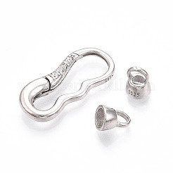 925 застежка-пружинка из стерлингового серебра с микропаве из прозрачных кубических цирконий STER-T008-152P