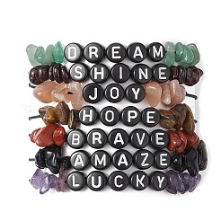 Браслеты из плетеных бусин из натуральных драгоценных камней BJEW-JB09608