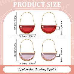 2 пара двухцветных серег-колец из латуни и стекла&nbsp;EJEW-GO0003-30A