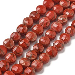 Нити синтетических бусин из красной яшмы G-C179-A6mm-17