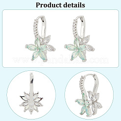 2 пара серег-колец с цветком из кубического циркония двух цветов EJEW-FI0001-23