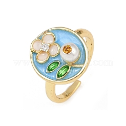 Латунные манжеты с небесно-голубой эмалью RJEW-C139-17A-G