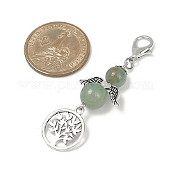 Ангел натуральный зеленый авантюрин бусины и сплав елочные подвески украшения HJEW-JM03075