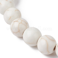 Эластичные браслеты из натурального говлита и синтетической бирюзы с бисером дельфина&nbsp;BJEW-JB09826-02