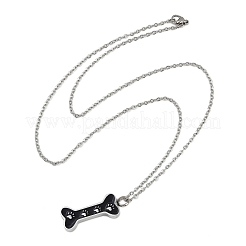 Подвеска в виде кости из нержавеющей стали 304 с черной эмалью и отпечатком лапы&nbsp;LS-NJEW-S455-06P