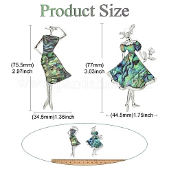 2 шт. 2 стиля броши из сплава паве из натуральной ракушки пауа&nbsp;JEWB-CJ0001-79