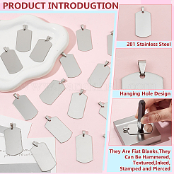 30 шт. 201 нержавеющая сталь с закругленными углами и штампованными пустыми бирками-подвесками STAS-ME0002-06