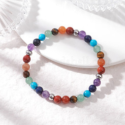 Браслеты из натуральных смешанных драгоценных камней с чакрами для женщин BJEW-JB12607-01