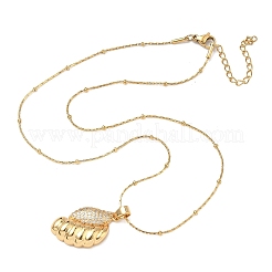 Ожерелья с подвесками из нержавеющей стали 304 с микропаве из прозрачных кубических цирконий для женщин NJEW-Z103-01G-03