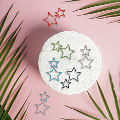 6 пара двухцветных серег-гвоздиков в форме полой звезды из сплава со стразами для женщин EJEW-FI0001-87