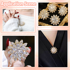 1 шт. броши-цветы из латуни с прозрачным кубическим цирконием JEWB-BBC0001-04
