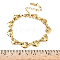 Браслеты из нержавеющей стали 304 с сердечками для женщин BJEW-B158-06G