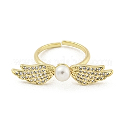 Манжеты из латуни с микропаве и прозрачным цирконием RJEW-L113-006G