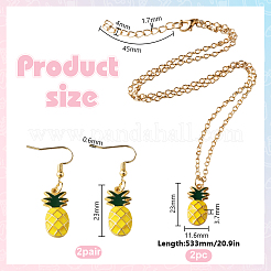 Ананас из сплава эмали 2 пара висячих серег и 2 шт. подвески на шею SJEW-HY0001-08