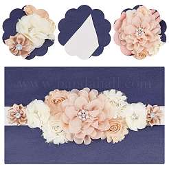 Шифоновый пояс-цепочка с цветком и стразами из сплава&nbsp;AJEW-WH0248-43