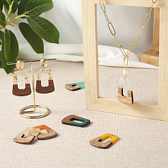 20шт 10 цвета подвески из смолы и ореха RESI-BT0001-15