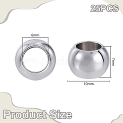 25 шт. европейские бусины из нержавеющей стали 304 STAS-GA0001-92