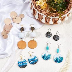 96 шт. 5 подвески из натурального дерева в форме круга WOOD-NB0001-83