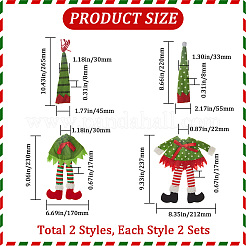 4 комплект из 2 рождественских чехлов для бутылок вина с декором pleuche AJEW-GF0007-18