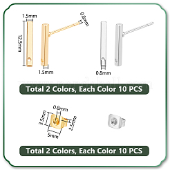 20 шт. 2-х цветная латунная фурнитура для сережек-гвоздиков&nbsp;KK-UN0002-59
