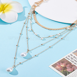 1 шт. многослойные ожерелья из сплава&nbsp;NJEW-LP0001-57G