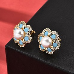 Серьги-гвоздики из латуни с микро-паве и прозрачным фианитом EJEW-A135-21G