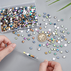 500шт 10 цвета гальванических стеклянных бусин&nbsp;SEED-PH0002-61